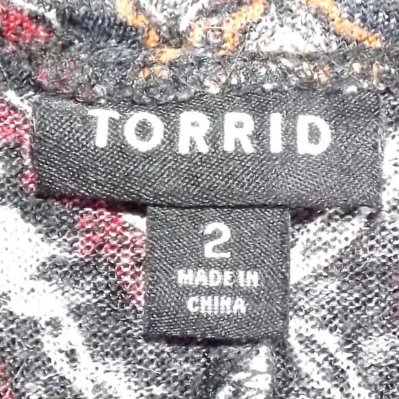 TORRID Cardigan, 2/2X Open Front Sweater, Diamond/Geo print, Polyester - Picture 7 of 11